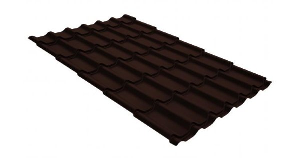 Металлочерепица классик GL 0,5 GreenCoat Pural Matt RR 887 шоколадно-коричневый (RAL 8017 шоколад) купить в Волгодонске