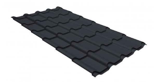 Металлочерепица камея GL 0,5 GreenCoat Pural RR 23 темно-серый (RAL 7024 мокрый асфальт) купить в Волгодонске