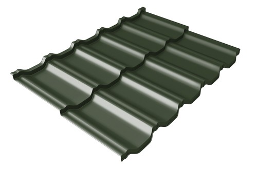 Металлочерепица модульная Квинта Uno Grand Line c 3D резом 0,5 GreenСoat Pural Matt RR 11 темно-зеленый (RAL 6020 хромовая зелень) купить в Волгодонске