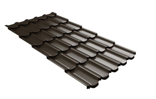 Металлочерепица квинта плюс с 3D резом 0,5 GreenСoat Pural RR 32 темно-коричневый (RAL 8019 серо-коричневый) купить в Волгодонске