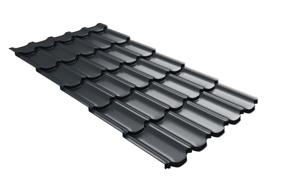 Металлочерепица квинта плюс с 3D резом 0,5 Satin RAL 7016 антрацитово-серый купить в Волгодонске
