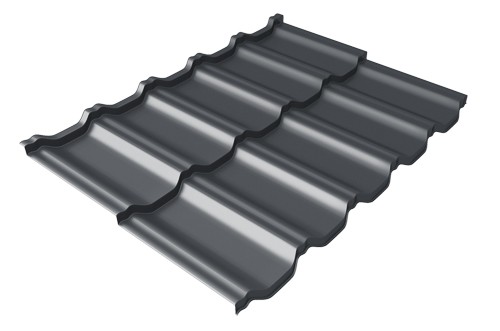 Металлочерепица модульная Квинта Uno Grand Line c 3D резом 0,5 Satin RAL 7024 мокрый асфальт купить в Волгодонске