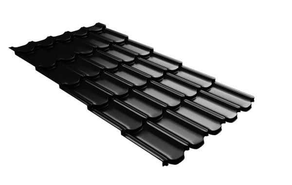 Металлочерепица квинта плюс с 3D резом 0,5 Satin Мatt RAL 9005 черный купить в Волгодонске